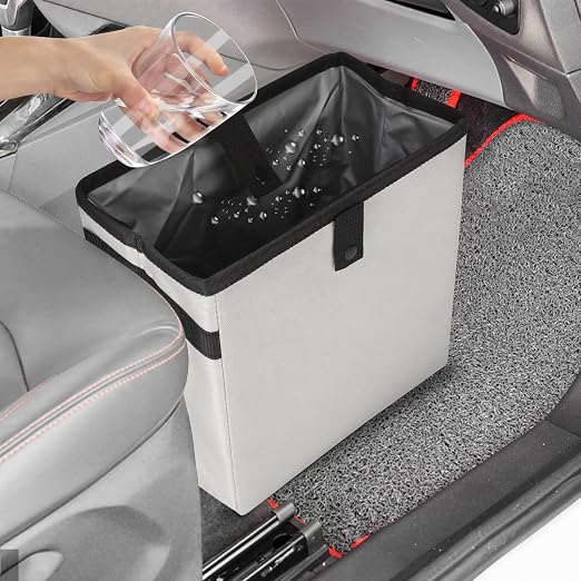 Homelove Car Trash Can, Leak-Proof Waterproof Trash Bin Collapsible Portable Auto Garbage Bag Large Capacity Trashcan Storage Bag Multipurpose Car Organizer Hanging (White)