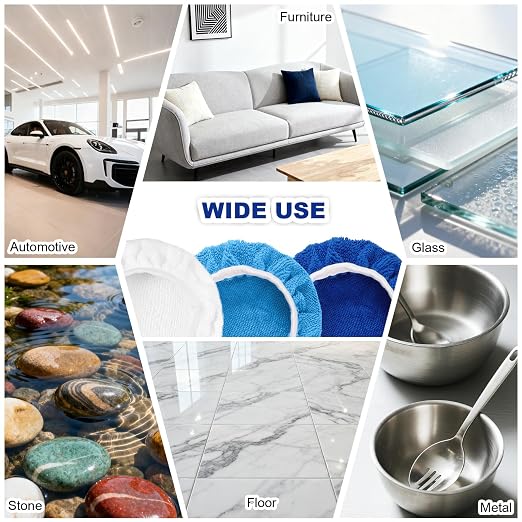 15 Pieces Car Polisher Pad Bonnet Microfiber Polishing Bonnet Buffing Pads Orbital Buffer Polisher Waxing Covers for Cleaning and Polishing (5-6 Inches)