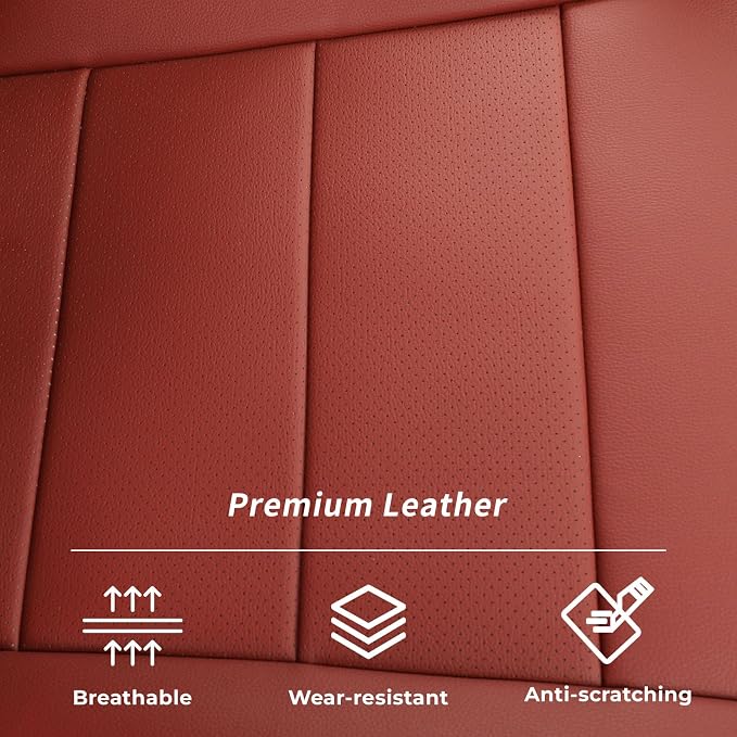 coverdream 2024 2025 2026 Tacoma Seat Covers Full Set for Toyota Tacoma 4th Gen Double/Crew Cab SR,SR5,TRD Sport,TRD Off-Road,Limited,Fully Covered,Waterproof Leather Car Seat Protector(Wine Red)