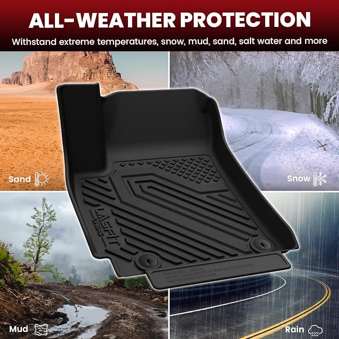 LASFIT Floor Mats & Cargo Mat for Kia Seltos 2026 2025 2024 (Not Fit SX), All Weather TPE Custom Fit Floor Liners 1st&2nd Row Full Set Car Mats Accessories for Kia Seltos 2024-2026, Black