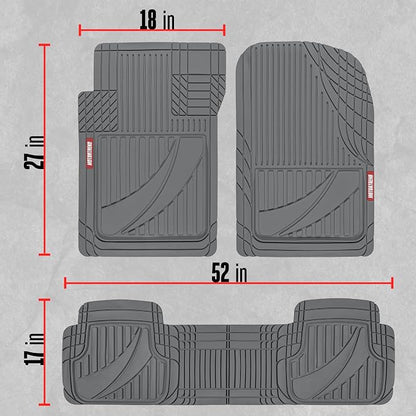 Motor Trend FlexTough™ Advanced Gray Rubber Car Floor Mats – Heavy Duty Trim to Fit All Weather Floor Mats for Cars Truck SUV - Automotive Car Interior Floor Liner Protection - Universal Fit