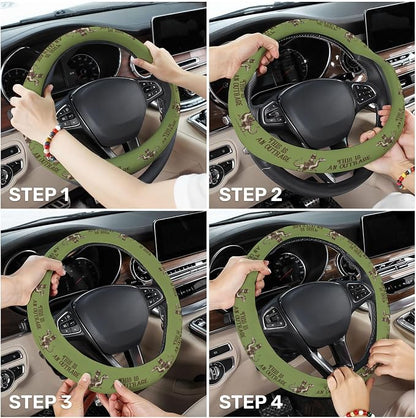 GENANY Royal Cat Steering Wheel Cover, Non Slip Polyester Car Wheel Protector for Car SUV Truck, Universal 15 Inch