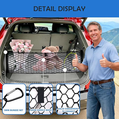 Envelope Style Cargo Net for 2018-2025 2026 Chevy Traverse Accessories, Rear Trunk SUV Mesh Cargo Net, Upgraded 5mm Bungee & Double-Layer Nylon Storage Tailgate Netting Grocery&Tools Holder Organizer