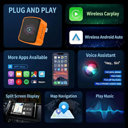 2026 New 2-in-1 Wireless CarPlay Adapter & Android Auto Dongle, Ultra-Mini 5GHz Fast Auto-Connect, Aluminum Shell & 7-Color RGB Logo, Plug & Play for OEM Wired Cars (iOS & Android)
