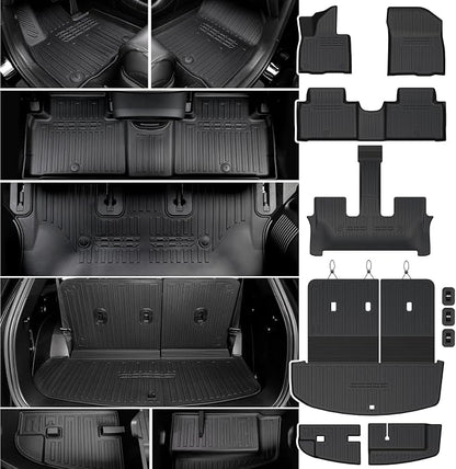 Floor Mats Set for 2026 Hyundai Palisade Gas 7&8 Seats (Not Fit Hybrid), All Weather TPE Cargo Liner Backrest Mats Trunk Lower Mat Accessories