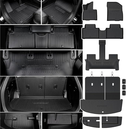 Floor Mats Set for 2026 Hyundai Palisade Gas 7&8 Seats (Not Fit Hybrid), All Weather TPE Cargo Liner Backrest Mats Trunk Lower Mat Accessories
