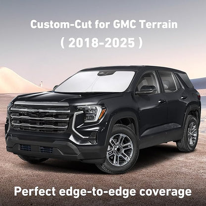 EcoNour Windshield Sunshade Compatible for GMC Terrain 2018-2023 2024 2025, Sun Visor for Front Windshield & Window Sun Shade Cover, UV Heat Blocker & Protector, Car Accessories