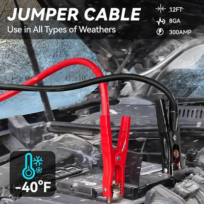 Car Emergency Safety Kit Bag with Digital Air Compressor,Jumper Cables,First Aid Kit, Winter Vehicle Roadside Safety Kit with Detachable Snow Shovel, for Women, Men, Teen