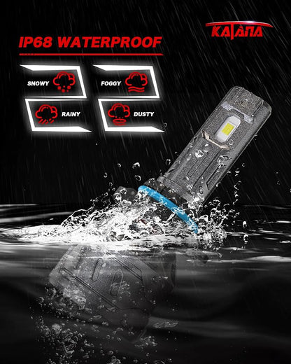KATANA 9006 Light Bulb, HB4 Bulb 16000LM Super Bright 70W 6500K Mini Size Plug and Play Fog Light Bulb of 2