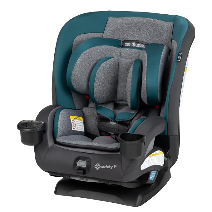Safety 1st EverSlim 4-in-1 Convertible Car Seat, SecureTech Chest Clip, Ultra-Slim, 4-Mode Infant to Booster, Baby Car Seat, 5-100 lbs, Memory Foam, Fiddlehead
