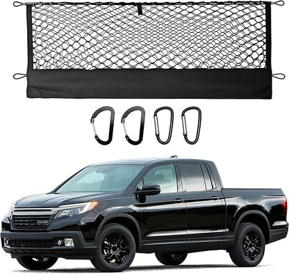 Envelope Style Truck Cargo Net for Honda Ridgeline 2017-2024 2025 Accessories, Heavy Duty Carabiners Highly Elastic Truck Bed Mesh Cargo Net