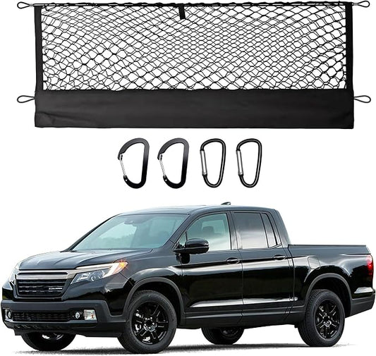 Envelope Style Truck Cargo Net for Honda Ridgeline 2017-2024 2025 Accessories, Heavy Duty Carabiners Highly Elastic Truck Bed Mesh Cargo Net