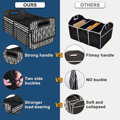 Deosk Trunk Organziers and Storage with Reinforced Handles,Car Accessories for Women/Men 50L Waterproof Polyester Trunk Organzier for Car/SUV/Minivan/Truck(Medium,Stripe)