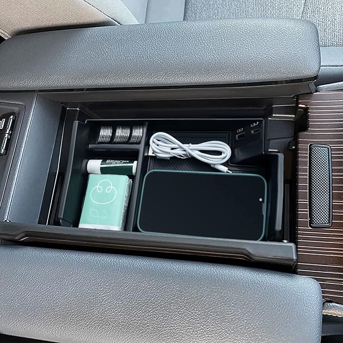 TOPINSTALL Console Organizer Compatible with 2021-2026 Toyota Sienna, Armrest Box Secondary Storage Center Console Tray Coin Container ABS Plastic