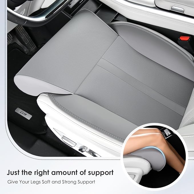 FLORICH Car Seat Extender Leg Support Cushion for Driver Seats Office Chair, Leather Widened seat Cushion for Long Drivers Universal Car Seat Cushion Legs Rest Pads-Grey