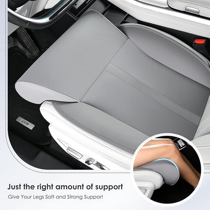 FLORICH Car Seat Extender Leg Support Cushion for Driver Seats Office Chair, Leather Widened seat Cushion for Long Drivers Universal Car Seat Cushion Legs Rest Pads-Grey
