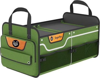 SugarFox Trunk Organizer, Heavy-Duty Storage for Car & SUV, Foldable Waterproof Car Organizer with Cooler, Collapsible Multi-Compartment Storage, 95L-M003 (Standard Green, Standard)