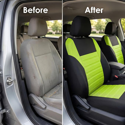 FH Group Automotive Car Seat Covers Front Set Premium 3D Air Mesh Front Seat Covers, Airbag Compatible Universal Fit Interior Accessories for Cars Trucks and SUVs - Green