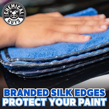 Chemical Guys Professional Grade Premium Microfiber Towels for Cars, Blue, 16" x 16", Ultra-Soft and Scratch-Free Car Detailing Cloths for Trucks, Motorcycles, and More - 3 Pack