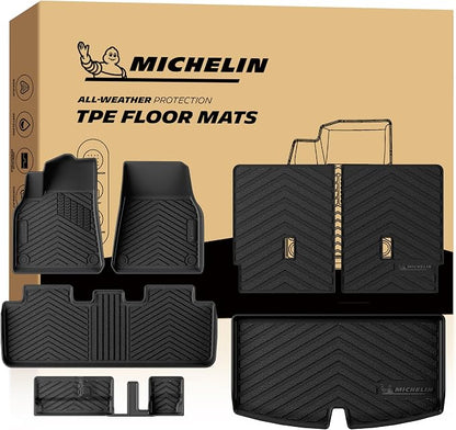 Michelin Vehicle Mat, All-Weather TPE Custom Fit Liner for Tesla Model Y 7 Seat Floor Mats 2020-2025 (7 Piece), Not Fit Premium or Performance, Premier