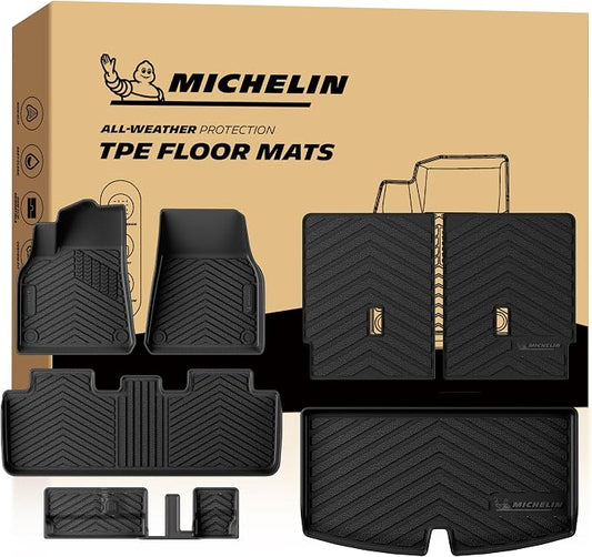 Michelin Vehicle Mat, All-Weather TPE Custom Fit Liner for Tesla Model Y 7 Seat Floor Mats 2020-2025 (7 Piece), Not Fit Premium or Performance, Premier