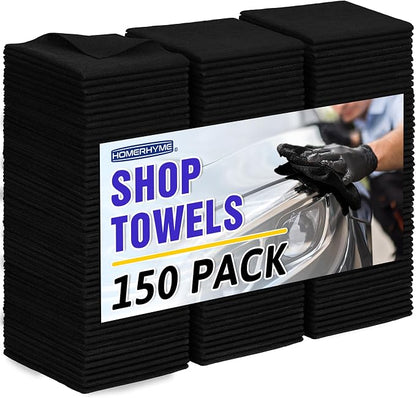 Microfiber Cleaning Cloth, 150 Pack Black Cleaning Rags Microfiber Towel Bulk Absorbent Lint-Free Wash Cloths, All-Purpose Towels for Cars, Shop, Automotive, Garage, Home & Kitchen