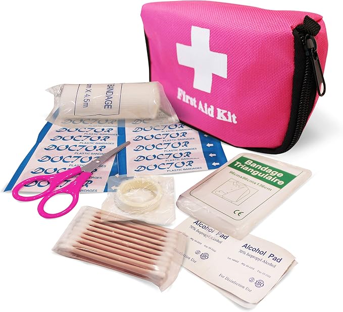 Pretty Pink Roadside Kit - Pink Emergency Kit for Teen Girls and Women - Car Accessories for Women - Durable Carry Bag with Long Jumper Cables, First Aid Kit, Emergency Tools, 5 Year Warranty