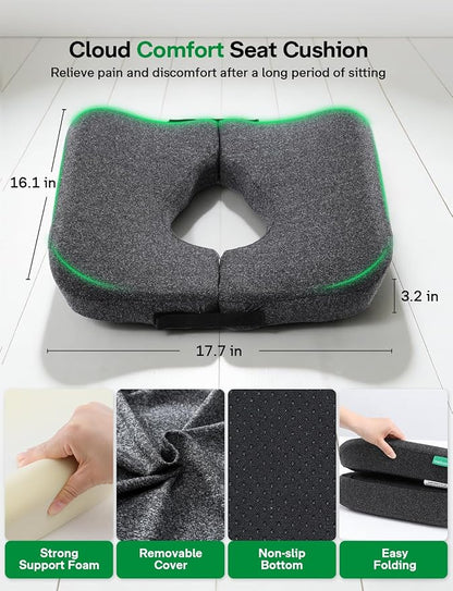 Medisana Memory Foam Bed Sore Cushions for Butt, Ergonomic Bedsore Pressure Relief Pillow with Foldable Design, T Shaped Opening Seat Cushion for Sciatica & Tailbone & Coccyx & Hemorrhoid Pain Relief