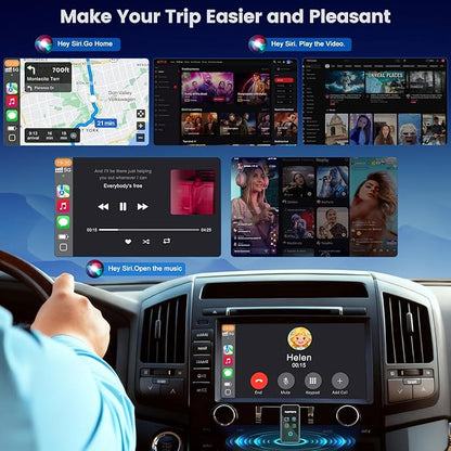 4 In 1 Wireless CarPlay Adapter, Screen Mirroring Adapter Support iPhone iOS 10+ & Android 11+ to Car Screen to Watch Videos, Wired to Wireless, No Delay (CarPlay+Airplay+Android Auto+ Mirror Link)