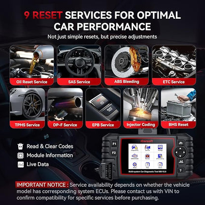 iCarsoft MB V2.0 OBD2 Scanner for Most Mercedes Benz from 1996-2023 Full System Diagnostic Scan Tool 9 Reset AutoVIN Oil/BMS/SAS/EPB/ETC/BLD/INJ/SAS Etc. Free Update Car Code Reader with Battery Test