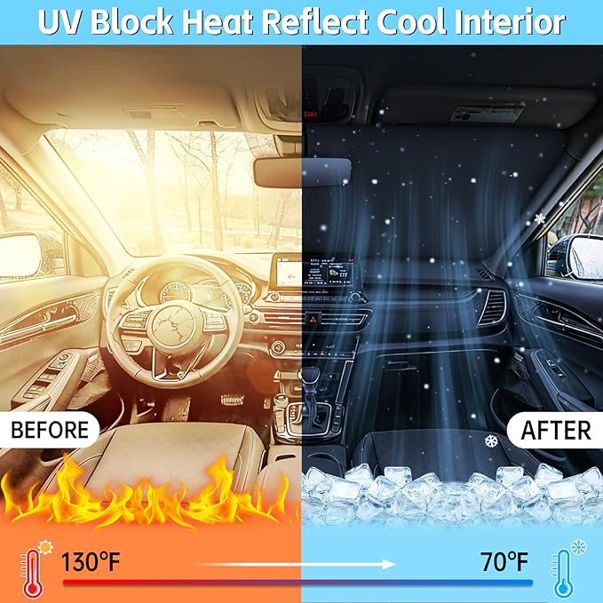 Windshield Sun Shade for Mercedes Benz S-Class s580 2015-2026 Sunshade 300T Windshield Cover Sun Shield Blocks UV Rays Custom Fit Front Window Shade Sun Visor Foldable Keep Cool