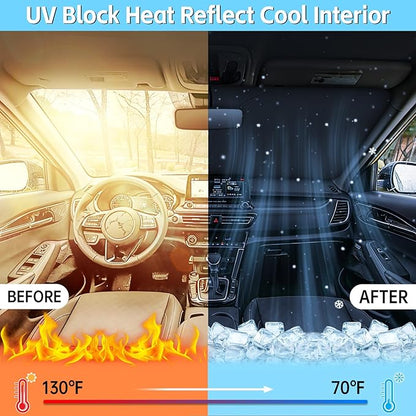 Windshield Sun Shade for Kia Telluride 2020-2026 Sunshade 300T Windshield Cover Protector Blocks UV Rays Custom Fit Telluride Front Window Shades Windshield Accessories Keep Cool Foldable