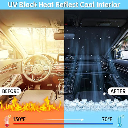 Windshield Sun Shade for Hyundai Elantra 2011-2026 Sunshade 300T Windshield Cover Blocks UV Rays Custom Fit Front Window Shades Windshield Accessories Keep Cool Foldable