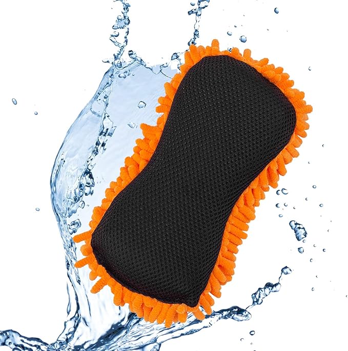 SCRUBIT Microfiber Car Wash Sponge - Non-Scratch Wash Mitt Microfibers for Cleaner Cars, Great for Everyday Cleaning - Automobile Cleaning Sponges Essential Part of Any Washing Kit - 2 Pack