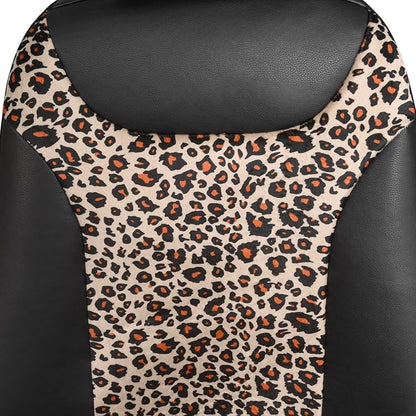 AUTOFAN Universal Fit Front Car Seat Covers (2-Pack) – Premium PU Leather with Leopard Print Design, Airbag Compatible, Easy Installation, Stylish Interior Upgrade for Cars & SUVs