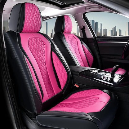 Coverado Automotive Seat Covers Front Seats, Seat Covers 2 Pack, Rose Car Seat Cover, Waterproof Auto Seat Covers, Car Seat Cushion, Front Car Seat Covers Leather Car Seat Protector Fit for Most Cars