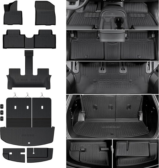 Floor Mats for 2026 Hyundai Palisade 7/8 Seat (Only Gas), All Weather TPE Black Cargo Mat with 3rd Seat Back Cover and Lower Trunk Mat for 2026 Hyundai Palisade Calligraphy Accessories