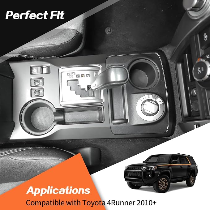 JeCar for 4Runner Interior Trim Center Console Gear Shift Panel Cover for 2010-2024 Toyota 4Runner (Matte Black)