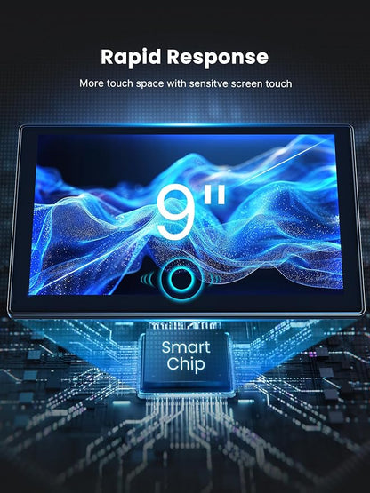 Portable Carplay Screen for Car, 9" Car Stereo Wireless CarPlay & Android Auto Touch Screen,4K Dash Cam/1080P Backup Camera/GPS Navigation/Mirror Link/Bluetooth//FM/Siri