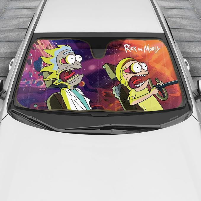 Rick and Morty Car Windshield Sun Shade Accordion Style Sunshade for Car Window Cartoon Car Sun Shade Rick and Morty Car Accessories