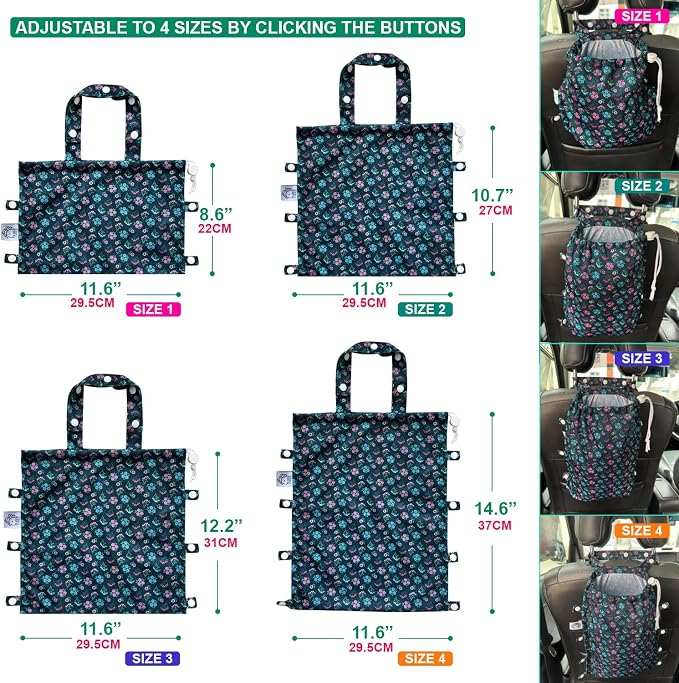 Leak-Proof Waterproof Car Trash Bag Foldable Multipurpose Trash bin Container Storage Cute Grocery Organizer Bag for Automotive Front or Back Seat in Cars SUVs and Trucks