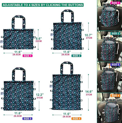 Leak-Proof Waterproof Car Trash Bag Foldable Multipurpose Trash bin Container Storage Cute Grocery Organizer Bag for Automotive Front or Back Seat in Cars SUVs and Trucks