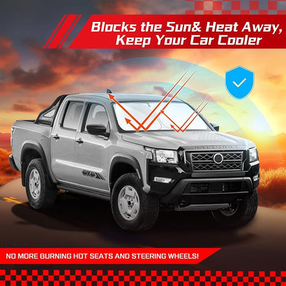 ARISMOTOR Windshield Sun Shade for Ni-ssan Frontier 2022-2025 2026, Custom Fit Foldable Front Window Sunshade Sun Visor Protector, Block UV Rays Keep Your Car Cooler