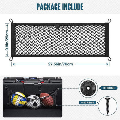 TOBWOLF 2PCS 25x75cm/9.8x29.5in Cargo Storage Net, Universal Elastic Stretchable Pocket Storage Mesh Net, Organizer RV Netting Storage Pouch with 8PCS Screws & 8PCS Buttonholes for Car Truck SUV Boats