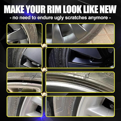 KIKIMO Gunpowder Rim Touch Up Paint for Tesla Model Y/3/S/X Gemini Dark/Uberturbine/Arachnid/Cybersteam/Turbine Wheel, 2 In 1 Wheel Scratches Repair with Pen Tip and Brush for Quick & Easy Fix