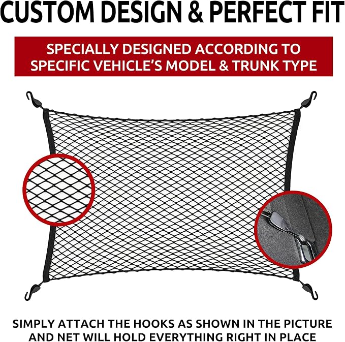 Floor Style Automotive Elastic Trunk Mesh Cargo Net for Audi Q5 Premium Prestige 2018-2025 - Premium Trunk Organizers and Storage - Luggage Net for SUV- Best Car Organizer for Audi Q 5