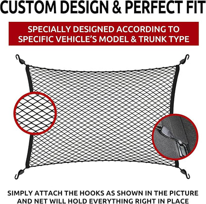 Floor Style Automotive Elastic Trunk Mesh Cargo Net for Audi Q5 Premium Prestige 2018-2025 - Premium Trunk Organizers and Storage - Luggage Net for SUV- Best Car Organizer for Audi Q 5