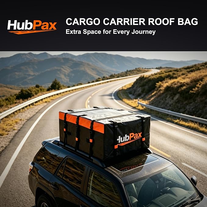 Car Rooftop Cargo Carrier Bag - 16 Cubic Feet Car Roof Top Bag Cargo Carrier for All Vehicle with/Without Rack, Includes Anti-Slip Mat, 8 Reinforced Straps, 6 Door Hooks, Luggage Lock