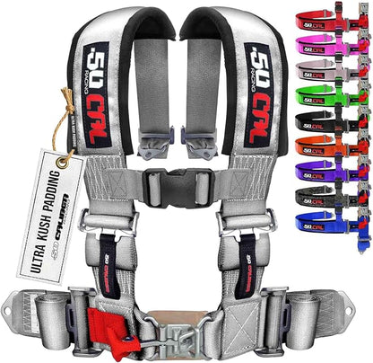 50 Caliber Racing Silver 4 Point Harness with 3" Straps for Cars, Trucks, UTV and Off Road Vehicles [6006]