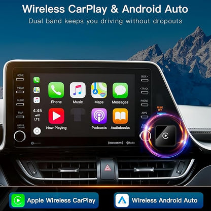 2026 Wireless CarPlay & Android Auto Adapter for iPhone & Android, 2-in-1 Mini Metal Dongle, Plug & Play Auto-Connect, Zero Latency Wireless Car Adapter for OEM Wired Radios (Black)